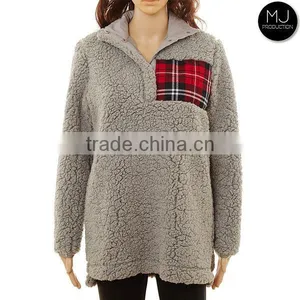 Wholesale Quarter Zip Jacket Oversized Sherpa Fleece Pullover thumbnail-2