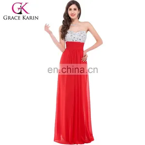 Grace Karin Strapless Flowy Long Evening Dress Patterns Made in China CL3424-1# thumbnail-1