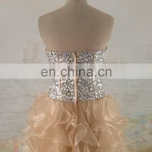 2016 Real Picture Custom Sweetheart With Crystal A-line Prom Dresses Long Organza Zipper Back Party Gowns Vestidos thumbnail-3