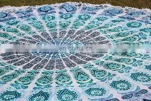 Indian Beach Towel Roundie Throw Hippie Multi Color Yoga Mat Round Mandala Bedsheet thumbnail-1