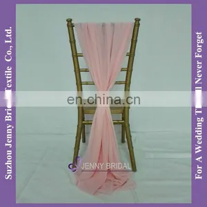 SH043J Chiffon Ruffled Chair Cover Cheap Wedding Blush Chair Sashes thumbnail-1