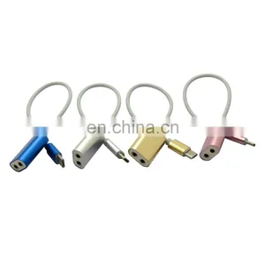 Metal Type C USB C Male to Dual 2 3.5mm Female Splitter Audio Cable thumbnail-1