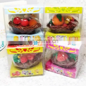 Fruit Basket Shape Eraser Set Children Toy Fruit Eraser Set thumbnail-3