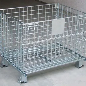 Galvanized Collapsible & Stackable Warehouse Storage Wire Mesh Container thumbnail-1