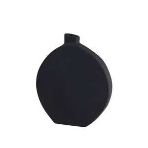 Circular Chinese Large White Black Elegant Round Vase For Hotel Office Home Showroom thumbnail-5