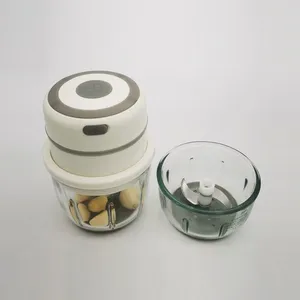 2 Glass Cup(150ml+300ml) Portable Mini Garlic Food Chopper Electric Wireless Small Food Processor thumbnail-1