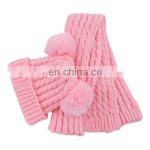 Winter Toddler Hat Scarf Kids Knitted Warm Beanie Hat & Toddler Hats With Rectangle Scarf for Boys Girls thumbnail-3