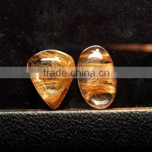 Golden Rutile Quartz Cabochon Gemstone / Loose Rutile Gemstones thumbnail-2
