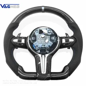 For BMW 3 Series 5 Series 6mm Perferatrd Leather Carbon Fiber Steering Wheel With Key Button Frame Assembly thumbnail-1