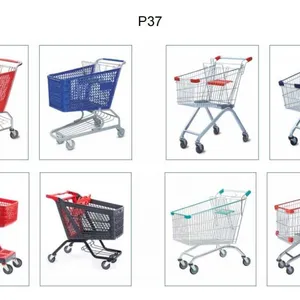 180L American Style Handcart 5 Inch PU Wheel Steel Shopping Trolley for Supermarket thumbnail-1