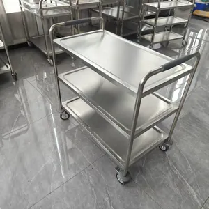 Factory Price Commercial Stainless Steel Trolley Kitchen Serving Trolley 3 Tier Dining Trolley thumbnail-4