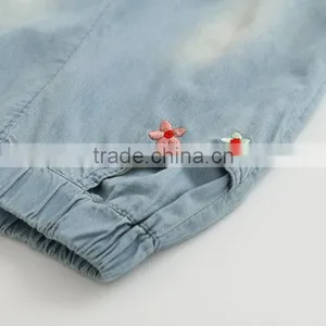 Wholesale Baby Girl Clothes 2016 New Summer Girl Jeans Lovely Little Girl Flower Embroidery Jeans thumbnail-6