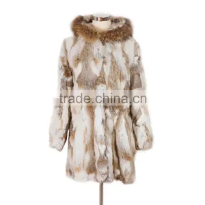QD5947 Newly Design Special Fur Styles With Raccoon Collar 2016 Knit Rabbit Fur Coats Girls thumbnail-1