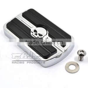 BJ-FP216-052 Billet Aluminum Skull Large Motorcycle Brake Pedal Pad Cover For 1980-up Harley Touring FLD thumbnail-2