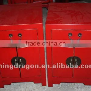 Chinese Antique Furniture Colorful Black/green/red One Drawer Two Door Bedside Cabinet thumbnail-1