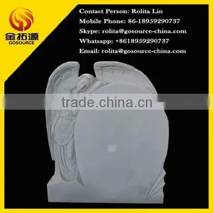 Hand Carved White Marble Angel Tombstone thumbnail-1