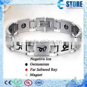 Fashion New 6 Words Titanium Germanium Magnetic Bracelet Energy Balance Bracelet For Men thumbnail-1