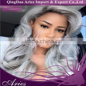 Gray Synthetic Wig Ombre Tone Color Black And Grey Heat Resistant Hair Lace Front Wigs thumbnail-6