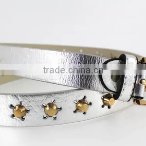 Fashion Metal Studded Women Jeans Belt With Shiny PU Leather for Jeans in Yiwu thumbnail-5
