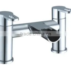 Cosmopolitan Double Handle Waterfall Open Spout Bath Filler Taps With Deck Mounted(Q14205) thumbnail-1