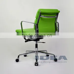 Replica Charles and Ray EA217 Low Back Soft Pad Desk Chair - Salad Green Color Genuine Leather thumbnail-4