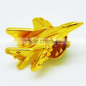 Excellent Quality Gold Airplane Lapel Pin thumbnail-1