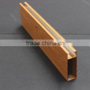 Waterproof Wood Grain Suspended Linear Ceiling Panel Aluminum Screen Ceiling thumbnail-4