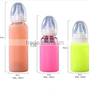 High Quality Cute Baby Feeding Bottle,food Grade BPA Free Baby Feeding Bottle,silicone Glass Milk Bottle for Baby Feeding thumbnail-6