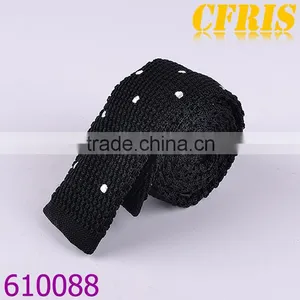 Factory Wholesale Dark Blue Stripe Spot Knitted Necktie thumbnail-2