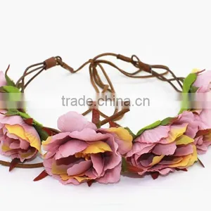 Elegant Girls Fabric Rose Flower Bando Lace-up Flower Headband thumbnail-4