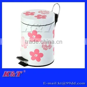 Flower Pattern Stainless Steel Trash Bin thumbnail-1