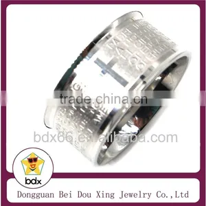 Most Popular Religious Jewelry Lord's Prayer Silver Color Men's Stainless Steel Father Prayer Padre Nuestro Bible Cross Ring Quality Choice thumbnail-1