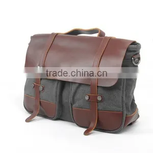 Full Grain Leather Vintage Shoulder Bag Man Messenger Laptop Bag thumbnail-4