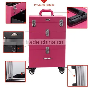 Professional Beauty Cosmetic Case Pink Makeup Case/ Box PVC Leather Box thumbnail-5