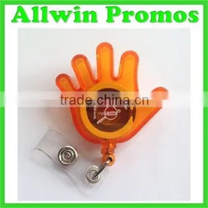 Hello Hand Shaped Badge Reel With Belt Clip thumbnail-1