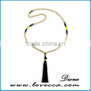 2016 Fashion Women Tassel Necklace Tiger Eye Beads Elegant Pendant Necklace With Tassel Pendant thumbnail-5