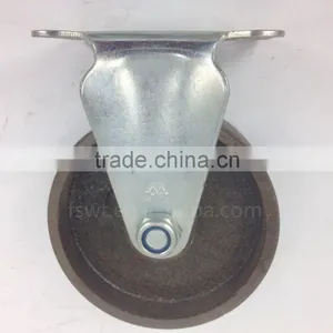 Good Quality Medium Duty Cast Iron Metal Fixed Caster Wheels thumbnail-1