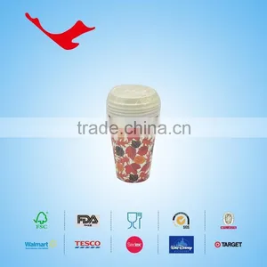 12oz Printed PE Coated Single Wall Disposable Paper Cups With Lids thumbnail-3