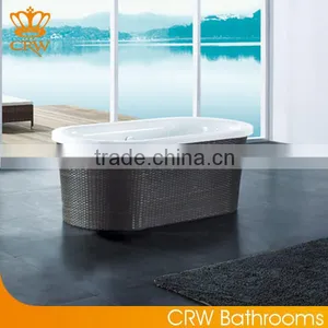 CRW DB1601 Oval Small Freestanding Bathtub for Soaking thumbnail-1