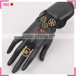 Finger Bracelets for Women, With Gear Finger Chain Ring Bracelet thumbnail-1