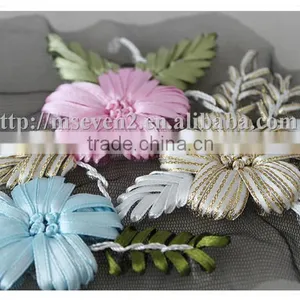 New Selling Trendy Style Fashion Colorful Satin Ribbon Crochet Flower Applique thumbnail-4