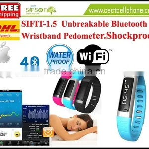 SIFIT-1.5 Unbreakable Bluetooth 4.0 Wristband Pedometer With WIFI Hotspot. 4.0 Bluetooth Unbreakable Wristband Pedometer. thumbnail-1