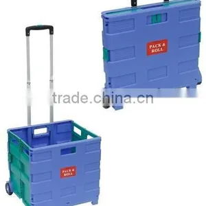 Portable Folding Boot Cart Handy Easy Storage Durable Plastic Shopping Cart With Aluminium Telescopic Handle thumbnail-4