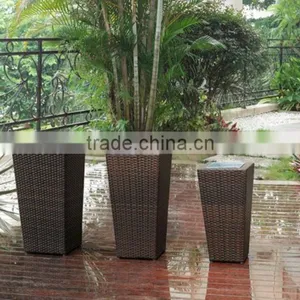 Tall Square Shape Garden Patio Plastic Wicker Plant Flower Pots thumbnail-2