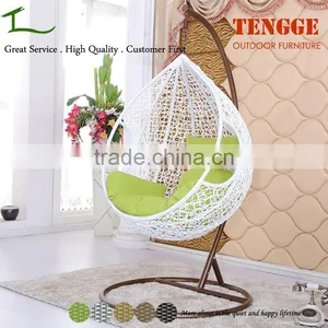 TG15-0152 Beautiful Weaving White Rattan Wicker Hanging Egg Chair thumbnail-1