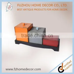Antique Wooden Wall Shelf With Colorful Drawers thumbnail-4