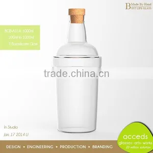 Newest 1 Liter Glass Milk Bottle With Wooden Lid thumbnail-6