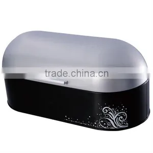 CURVED STEEL ROLL TOP BREAD BIN KITCHEN FOOD STORAGE BLACK BOX thumbnail-2