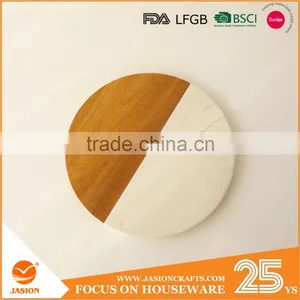 Round Stunning Marble Cheese Board With Wood thumbnail-1