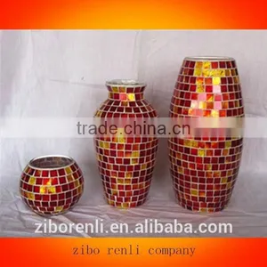 Wedding Decor Mosaic Unique Handblown Art Glass Vase thumbnail-1